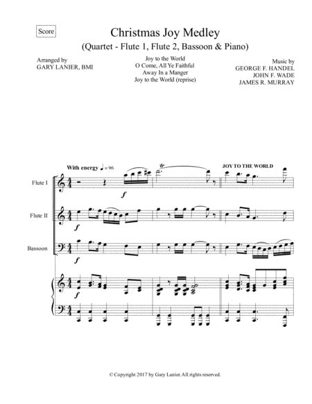 CHRISTMAS JOY MEDLEY (Piano Quartet - Flute, Violin, Bassoon And Piano With Score & Parts)